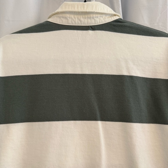 Aerie Striped Cropped Rugby Shirt Sporty Prep Oversized Womens XS Green White - Picture 9 of 13